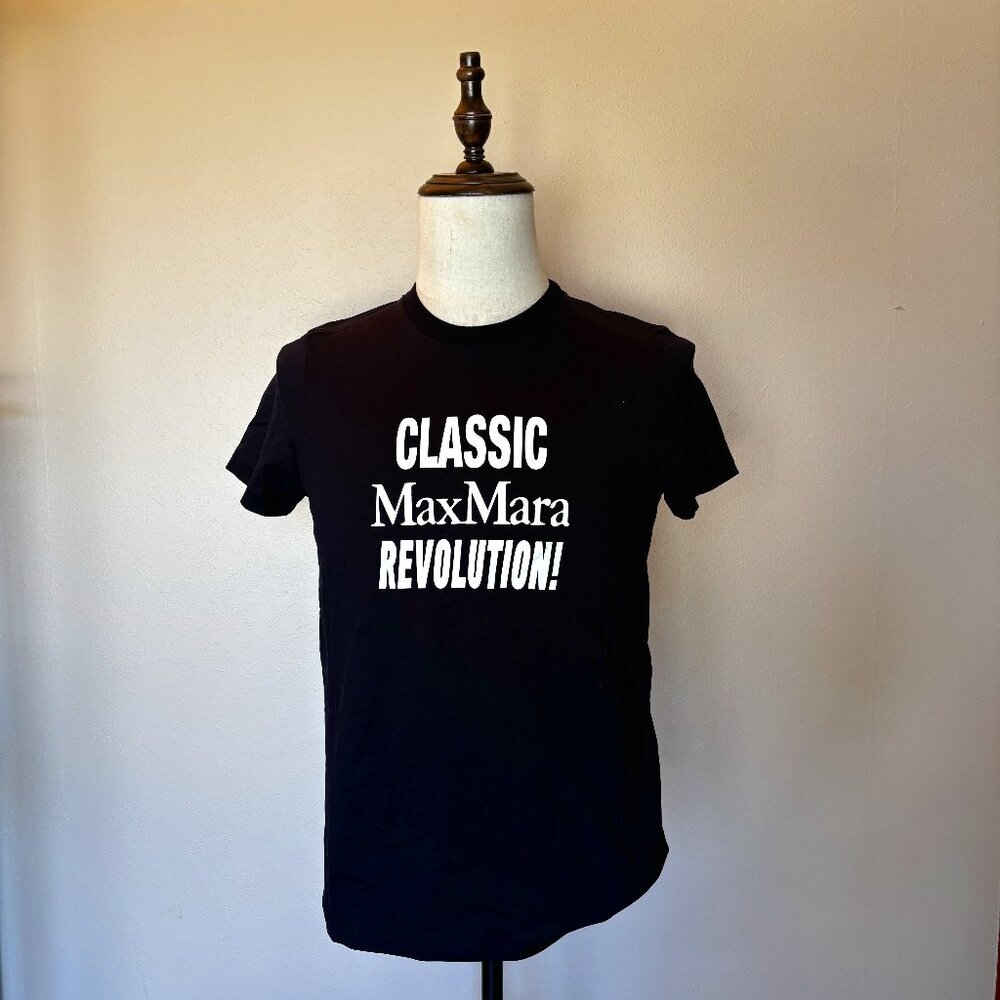 MaxMara Women's Black Cotton Graphic T-Shirt - Size 170/92A